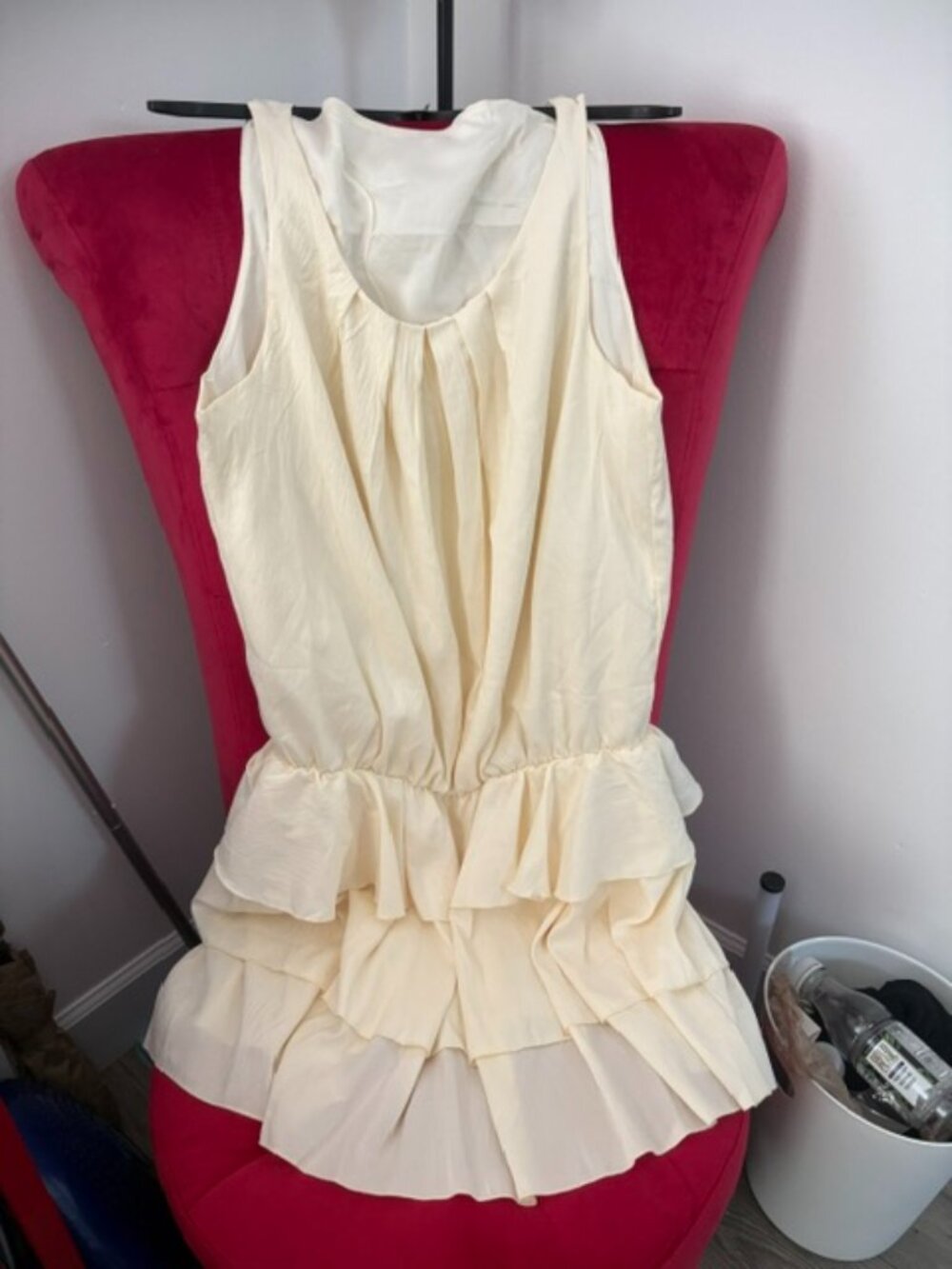 Cream Sleeveless Tiered Dress